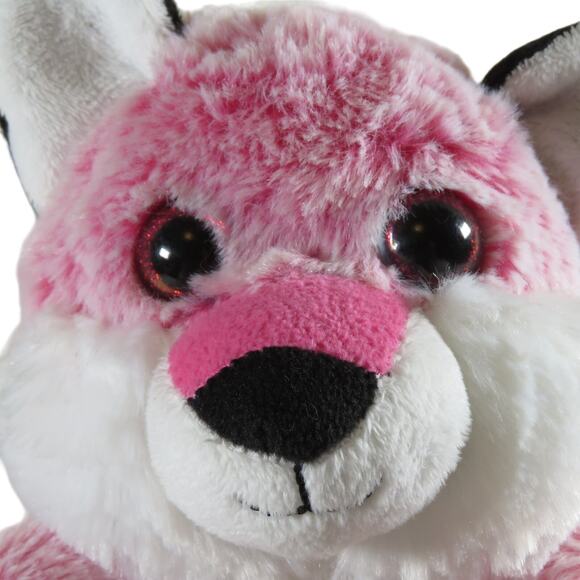 Pink Fox Plush 8" Stuffed Animal Toy Glitter Eyes Kids With Heart on Foot - Picture 8 of 11